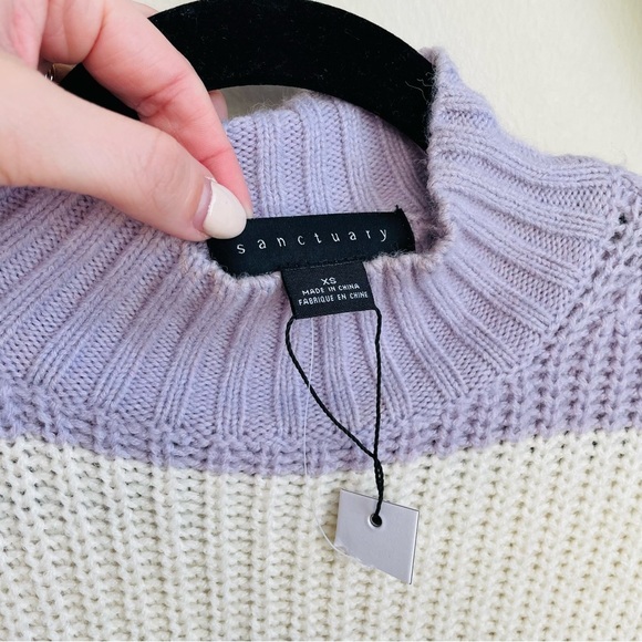 Sanctuary Lilac & White Stripe Mock Neck Sweater - Picture 5 of 10